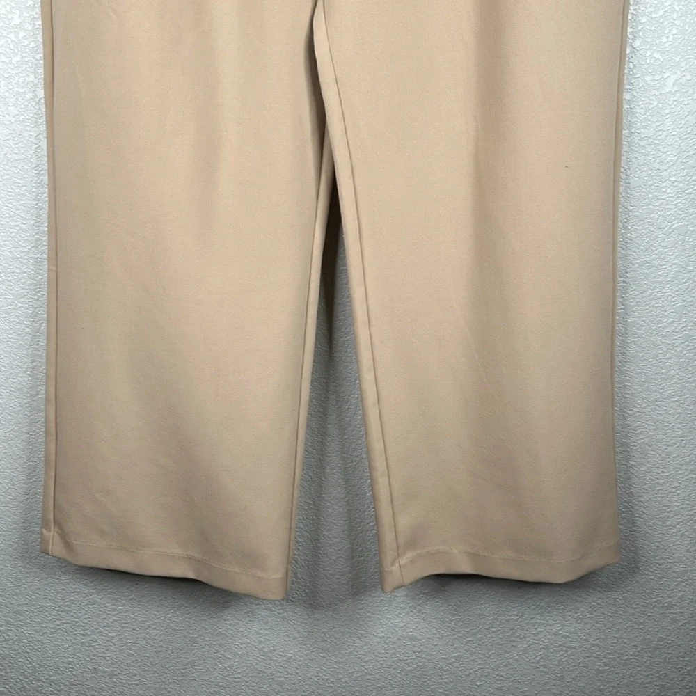 Abercrombie & Fitch Tan Pleated Wide Leg with Pockets Dress Pants Size Large - Picture 3 of 9